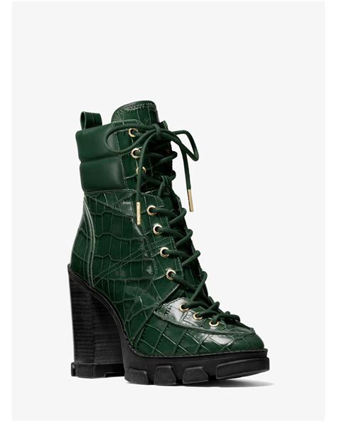 michael kors ridley crocodile embossed leather lace-up boot stores|Michael Kors Ridley Crocodile Embossed Leather Lace.